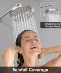 Complete Shower Faucet Set With Rain Shower Head Brushed Nickel Finish Anti Scald Pressure Balance Valve Trim Included woman under water