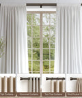 Modern Antique Brown Bronze Curtain Rod Set For Windows 66 To 120 Inches with white curtains illustrating styles