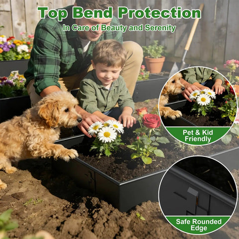 Heavy Duty Black Steel Landscape Edging Kit 20 Foot 6 Pack With Gloves 5 Inch Heavy Gauge Rounded Edge Metal Border in garden