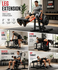 All In One Leg Extension And Curl Machine For Home Gym 700LB Capacity Quad And Hamstring Power Builder with man exercising