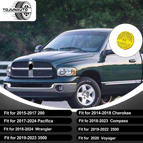 Brake Fluid Reservoir Cap Fits Ram 1500 2500 3500 Jeep Wrangler Grand Cherokee Dodge truck shown with cap inset.