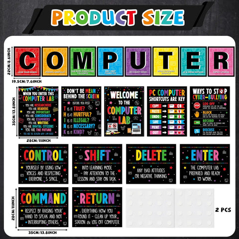 19 Poster Pack for Computer Lab and Computer Science Classrooms, Keyboard Shortcuts, Tech Decor, Classroom Rules shown