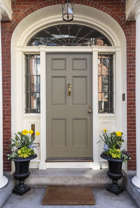 Front door painted with All In One Refinishing Paint For Furniture And Cabinets No Stripping No Sanding No Priming Needed Pebble Color Quart