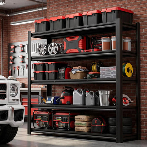84 Inch Heavy Duty Metal Storage Shelving Unit With 5000 Lb Capacity 5 Tier Adjustable Freestanding Garage Shelves 84H 62W 24D
