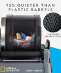 Hobby Rock Tumbler Kit For Kids And Adult Beginners Turn Rough Stones Into Smooth Gemstones With An Easy To Use Durable Polisher For At Home Fun Educational Science Activity And Creative Craft Projects. black plastic barrel with stones, tire rubber absorbs sound