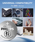 Straight Up Reliable CR2025 3V Lithium Button Cell Battery 5 Pack with images of key fob, watch, and calculator for universal compatibility.