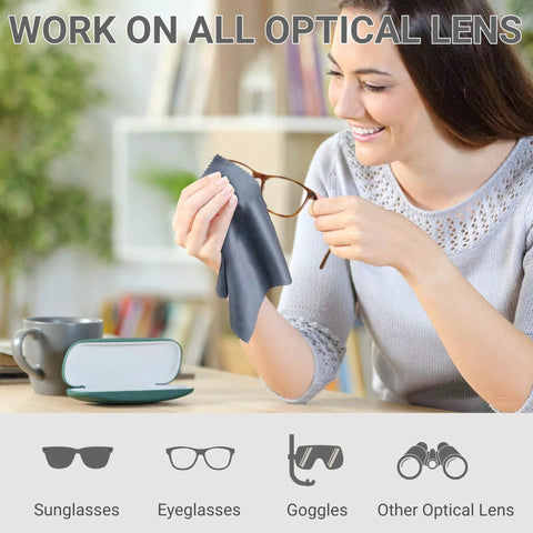 Gray microfiber glasses cleaning cloth for wiping eyeglasses