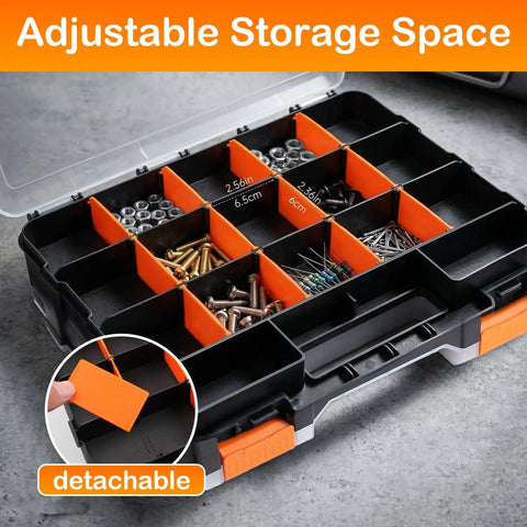 Double Sided Plastic Tool Box With Removable Dividers For Beads Screws Nuts Nails Bolts And Crafts A Handy Hardware Organizer For Home DIY Projects Grab And Go Portable And Space Saving