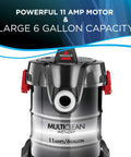 Hella Powerful Wet And Dry Garage Vacuum Featuring 11 Amp Motor And 6 Gallon Tank shown from front with large capacity design.