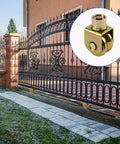 Image of installed heavy-duty sliding gate with 4 Pack 2.5 Inch Sliding Gate Wheels With 360 Degree Rotational Stem And V Groove Caster