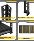 Heavy Duty Metal Garage Shelving Unit 1530 Lbs Total Capacity, 3 Tier Adjustable Storage Racks, 48W X 18D X 39H Black For Garage Basement And Kitchen, Built Like A Tank, Ready To Tackle Clutter. Sturdy metal frame
