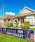250th Anniversary USA Banner Flag 120 Inch Premium Polyester With Brass Grommets For Outdoor And Indoor Decor on fence