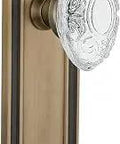 Passage Door Knob Set With Crystal Victorian Knob And Antique Brass Mission Plate, 2.375 Inch, Easy Install On Pre Drilled Doors