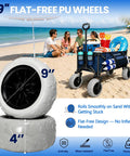 Beast Heavy Duty Beach Wagon With 9x4 All Terrain Sandproof Wheels, 300L Oversized Foldable Cart And Side Bag in use on beach