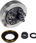 Heavy Duty Cast Iron Rear Differential Pinion Flange Direct Bolt On Replacement For Select Chevy And GMC Trucks, detailed view with seal