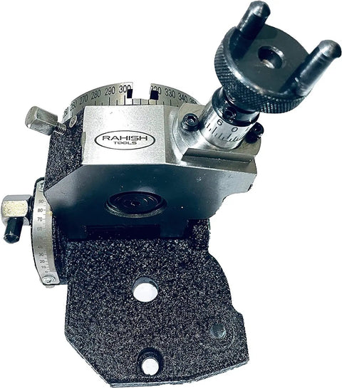3 Inch Tilting Rotary Table With 70mm 4 Jaw Independent Dog Chuck And M6 Clamp Kit for Milling and Metalworking gear close-up view.