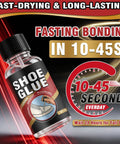 Must Have Pro Grade Clear Waterproof Shoe Glue For Sole Repair Kit That Bonds Deep Into Fibers For Boots Sneakers Heels And Hiking Shoes Flexible Long Lasting Repair For Leather And Other Materials, bottle displayed with fast bonding time