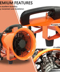 Portable 12 Inch Axial Exhaust Fan With Powerful 790W 7A Motor, showing premium features like handle, rubber feet, protective cover.
