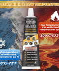 Heavy Duty RTV Gasket Sealant And High Temp Black Silicone Adhesive For Gearboxes Axles Pumps Superchargers Provides Rock Solid Sealing Power With Heat Resistance And Oil Proof Seal For Tough Jobs Without Breaking A Sweat In 3.5 Oz tube on dramatic mountain and lava backdrop.