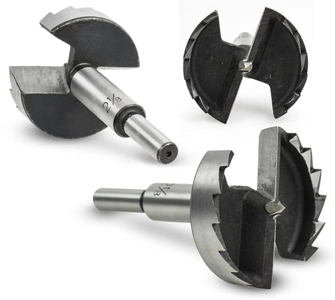 Heavy Duty 16 Piece Forstner Drill Bit Set With Precision Shear Serrated Edges for smooth drilling with sharp steel blades.