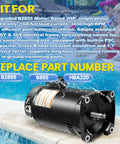 Heavy-Duty 2HP Pool Pump Motor, 230V Single Speed, 56Y Square Flange close-up with water splashing for in-ground pools.