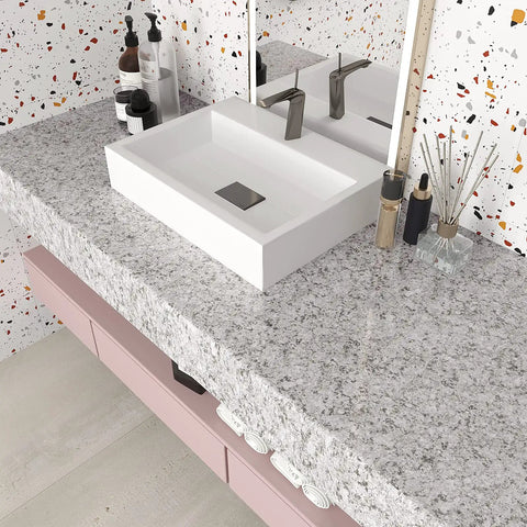 Peel And Stick Granite Countertop Contact Paper 15.7 Inch Wide By 354 Inch Long Self Adhesive Vinyl Waterproof Easy To Install Gray Marble Look for bathroom counter