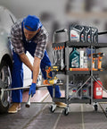 Foldable 3 Tier Rolling Tool Cart On Wheels With 330 Lb Capacity, Heavy Duty Tool Chest Organizer, Shelf And Cabinet For Garage, Shop, Warehouse, Portable Black in auto shop