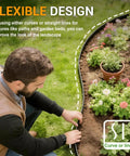 Person installing Durable 60 Foot Landscape Edging Kit With 60 Stakes 2 Inch Tall Border For Lawn And Flower Beds Quick No Dig