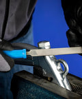 Person using 4 Inch Key File Set 265A 6 Piece Second Cut With Quick Mounting Handle for tool and die making in workshop