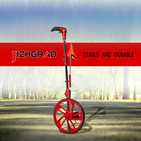 Smooth Rolling Distance Measuring Wheel In Feet With Ten Marking Flags And Handy Clip, 12.5 Inch Diameter, Pop Up Shaft, Instant Zero Out, Rugged Canvas Bag, Solid Gear For Yard Work Or Construction Jobs