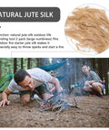 Two Pack Jute Silk Fire Starter Cord For Camping And Outdoor Survival, Easy Ignition Rope that carbonizes itself, with campers in forest