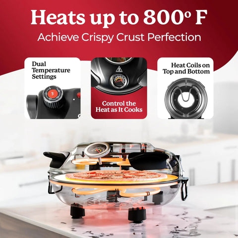 Indoor Electric Pizza Oven With Ceramic Stone For Crispy Crust Pizza Fast Home Pies In Under Six Minutes On A Countertop