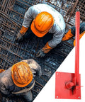 Tubing Bending Hand Tool With Straight Jaw Pliers For Ductwork And Building Projects, shown next to construction workers.