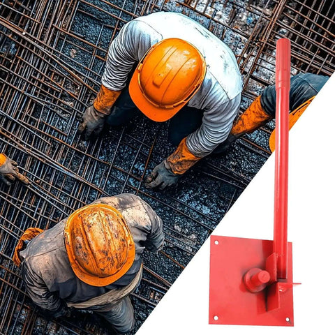 Tubing Bending Hand Tool With Straight Jaw Pliers For Ductwork And Building Projects, shown next to construction workers.