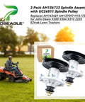 2 Pack Spindle Assembly With UC26511 Pulley Replacement For John Deere Z225 X300 X304 Lawn Tractors Kit in packaging