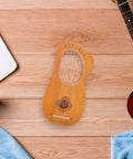 Portable 7-String Lyre Harp Kit for Adults with wooden body and metal strings on wooden table, compact practice instrument