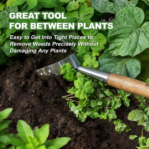 16.8 Inch Stirrup Hoe For Precise Raised Bed Weeding, Oscillating Push Pull Hula Hoe In Stainless Steel For Between Plants