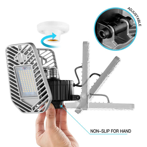 Ultra Bright LED Garage Light Deformable Ceiling Panel 9000 Lumens 82W CRI 80 Adjustable Shop Lighting For Home Garage