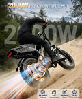 Rider climbing sandy hill on RetroVolt Electric Bike For Adults With 2000W Peak Power And 30 MPH Top Speed 48V 13Ah Battery
