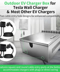 Tough As Nails Stainless Steel EV Charger Lock Box with Keyed Secure Cover; features cable entry ports for easy installation.