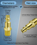 Beefy Heavy Duty Brass One Quarter Inch NPT Male Air Hose Adapter Kit With Quick Connect Fittings Coupler And Plug Four Piece Air Compressor Fittings Set Industrial Grade Rust Resistant Durable