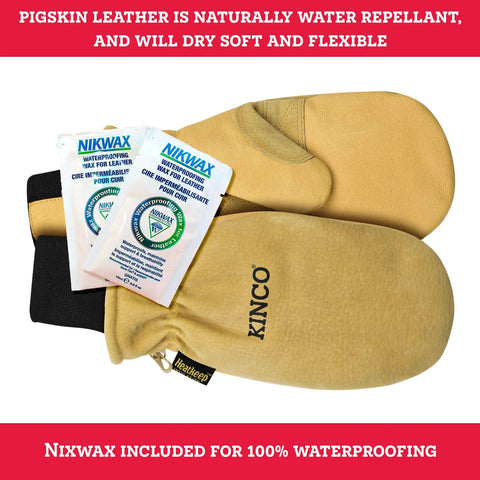 Premium Leather Work And Ski Mitt With Nikwax Waterproof Wax, durable pigskin exterior and Heatkeep insulation, for harsh winter