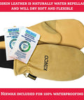Premium Leather Work And Ski Mitt With Nikwax Waterproof Wax 901T Heavy Duty Pigskin Glove For Winter Labor Outdoor Pros