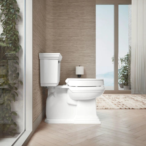 Elevated Comfort Height Elongated Toilet Seat Soft Close Smooth Action Lid Hassle Free Quick Install Hardware Super Comfy Solid Grip Bumpers Straightforward Accessibility Upgrade Everyday Bathroom Essential Pure White