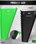 Magnetic Wrench Organizer Set Two Piece With 32 Slot Drawer Storage For SAE One Quarter To One And One Sixteenth Inch And Metric Six To Twenty Four Millimeters Green And Black, showing size dimensions in green and black.