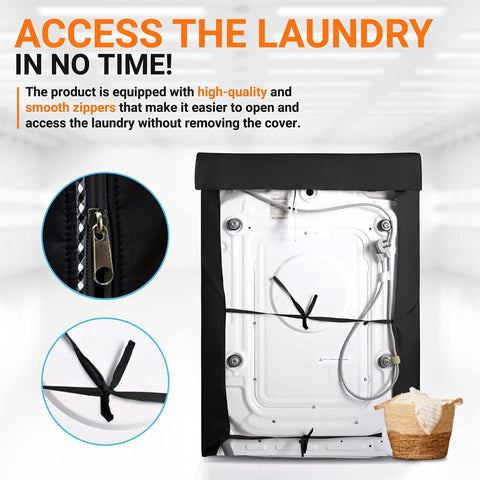 2 Pack Washing Machine Covers For Top Load And Front Load Washers And Dryers, All Weather Outdoor Protection, waterproof zippers view