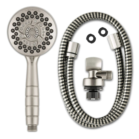 High Pressure Powerpulse Massage Handheld Shower Head With 7 Spray Settings And 5 Foot Hose Brushed Nickel Detachable Shower Head