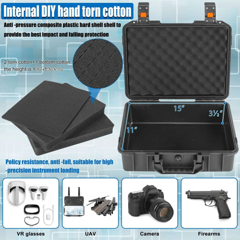 Rugged Hard Carrying Case With Thick Foam Padding For Pico Projectors And Tech Gear Built Different Shockproof Storage Box gives inner DIY foam and dimensions.