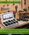 Metric Screws Kit Mega Pack 888 Pieces M4 M3 M2.5 M2 Hex Socket Head Cap Screws With Nuts Washers Black Zinc Plated