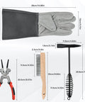 4-Piece Welding Slag Removal Tool Set With 10 Inch Chipping Hammer, Coil Spring Handle, Multi-Functional Pliers, Wire Brush And Welding Gloves
